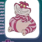 Cheshire Cat smiling Alice Wonderland character embroidery designs - Instant Download