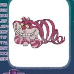 Grinning Cheshire Cat Alice in Wonderland Pink Striped Embroidery Designs - Instant Download