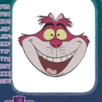 Cheshire Cat Alice Wonderland grinning face embroidery designs - Instant Download