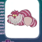 Cheshire Cat Alice Wonderland Grinning Mysterious Pink Striped Embroidery Designs - Instant Download