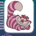 Grinning Cheshire Cat Pink Purple Striped Alice in Wonderland Embroidery Designs - Instant Download