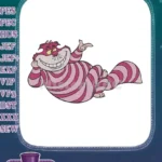 Whimsical Cheshire Cat Smiling Pink Striped Embroidery Designs - Instant Download