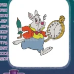 Alice in Wonderland White Rabbit running late pocket watch embroidery designs - Instant Download