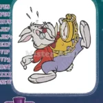Alice in Wonderland White Rabbit stressed with pocket watch embroidery designs - Instant Download
