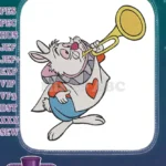 Whimsical White Rabbit Trumpeter Alice in Wonderland Embroidery Designs - Instant Download