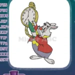 Rushing White Rabbit Golden Pocket Watch Alice Wonderland embroidery designs - Instant Download