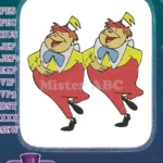 Tweedledee Tweedledum Alice Wonderland Cartoon Character Embroidery Designs - Instant Download