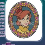 Animated Redhead Princess Portrait Ornate Frame Embroidery Designs - Instant Download