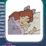 Peaceful Sleeping Princess Anastasia Cartoon Character Embroidery Designs - Instant Download