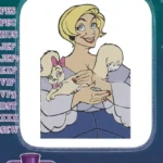 Smiling Fairy Godmother Holding Adorable Puppy Embroidery Designs - Instant Download