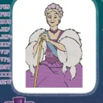 Royal Empress in Purple Gown with Fur Trim Embroidery Designs - Instant Download