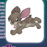 Playful Brown Cartoon Dog Running Happy Embroidery Designs - Instant Download