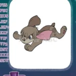 Playful brown puppy dog cartoon running machine embroidery designs - Instant Download