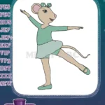 Cute ballerina mouse green outfit embroidery designs - Instant Download