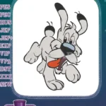 Cute Dogmatix playful cartoon dog character embroidery designs - Instant Download