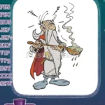 Cartoon Druid Getafix Magic Potion Steaming Ladle Embroidery Designs - Instant Download