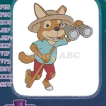 Playful safari dog adventurer with binoculars embroidery designs - Instant Download
