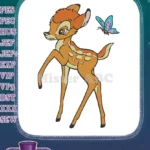 Cute fawn and colorful butterfly animation embroidery designs - Instant Download