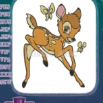 Cute jumping fawn and butterflies forest embroidery designs for children - Instant Download
