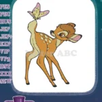 Cute fawn and butterfly woodland embroidery designs for children's apparel - Instant Download