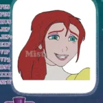 Happy Redhead Animated Girl Smiling Face Embroidery Designs - Instant Download