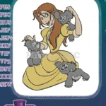 Happy Jane and cute baby gorillas cartoon embroidery designs - Instant Download