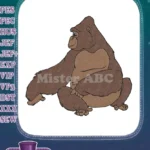 Adorable Sitting Brown Gorilla Cartoon Embroidery Designs Wild Animal - Instant Download