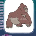 Friendly Brown Gorilla Ape Cartoon Embroidery Designs for Children - Instant Download