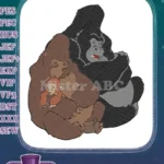 Cute Gorilla and Baby Monkey Cuddle Wildlife Embroidery Designs - Instant Download