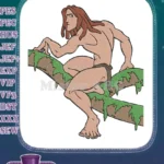 Tarzan jungle hero climbing tree branch embroidery designs for fans - Instant Download