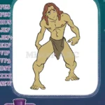 Strong cartoon Tarzan jungle hero embroidery designs - Instant Download