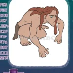 Tarzan Crouching Watchful Jungle Man Cartoon Embroidery Designs - Instant Download