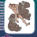 Tarzan and his gorilla friends relaxing jungle embroidery designs - Instant Download