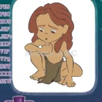 Crouching Sad Young Tarzan Boy Cartoon Embroidery Designs - Instant Download