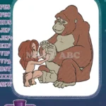 Young Tarzan and Kala Gorilla Friendship Embroidery Designs - Instant Download