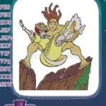 Tarzan and Jane cartoon cliff rescue embroidery designs - Instant Download