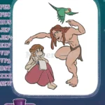 Tarzan and Jane jungle adventure embroidery designs with hummingbird - Instant Download