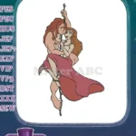 Tarzan and Jane romantic jungle vine swing embroidery designs - Instant Download