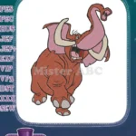 Angry cartoon red elephant roaring with tusks embroidery designs - Instant Download