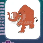 Playful Orange Cartoon Elephant Embroidery Designs for Kids - Instant Download