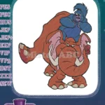Scared blue gorilla riding determined red elephant embroidery designs - Instant Download
