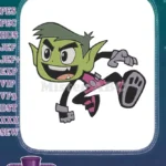 Beast Boy Teen Titans Cartoon Character Smiling Jumping Embroidery Designs - Instant Download
