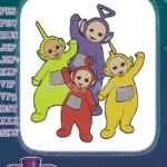 Happy Teletubbies characters embroidery designs Tinky Winky Dipsy Laa-Laa Po - Instant Download
