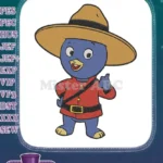 Adorable Pablo Penguin Mountie Red Uniform Embroidery Designs - Instant Download