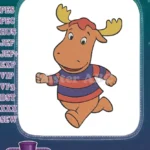 Tyrone the running moose cartoon character embroidery designs for kids - Instant Download