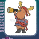 Mighty Pirate Moose with Spyglass Embroidery Designs for Adventurous Seafarers - Instant Download