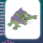 Mischievous Green Goblin Creature Purple Hood Pointing Embroidery Designs - Instant Download