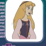 Beautiful blonde princess cartoon animation embroidery designs for fairy tale fans - Instant Download