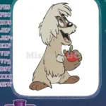 Playful cartoon badger holding a delicious red apple embroidery designs - Instant Download