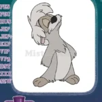 Playful shaggy grey sheepdog character cartoon embroidery designs - Instant Download